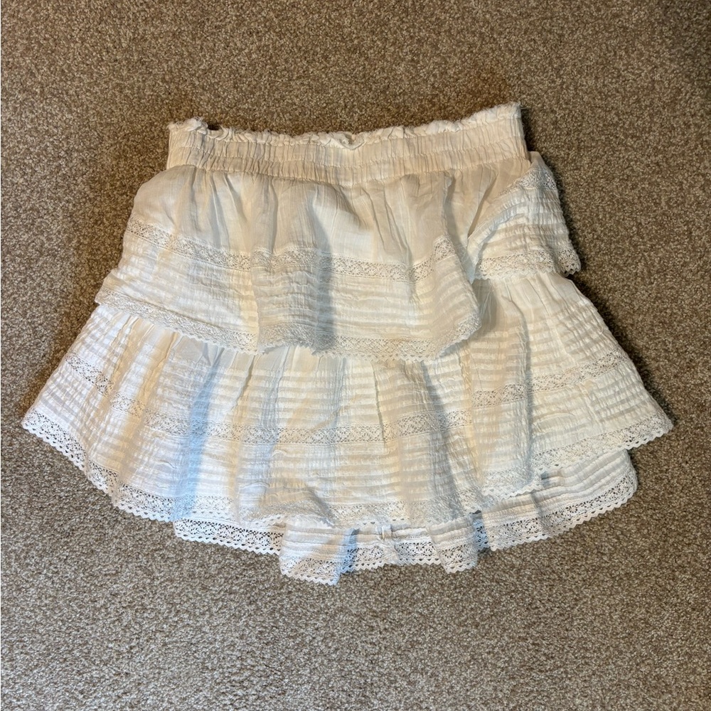 Aerie Ruffle White Mini Skirt Size M